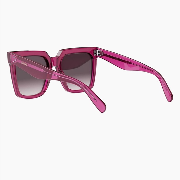 NEW🚨Celine Bold 3 Dots 55MM Oversized Square Sunglasses Shiny Violet/Gradient - Picture 5 of 16
